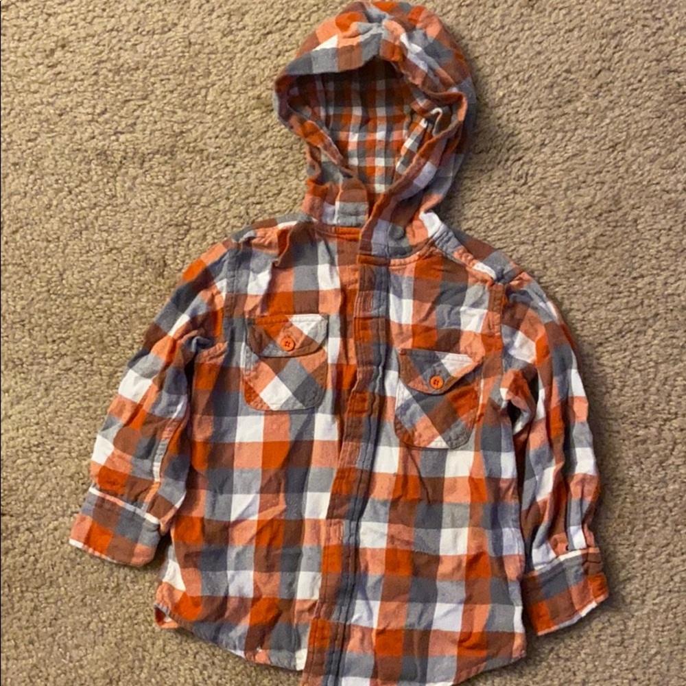 Boys button down shirt with hood by Ruff Hewn
